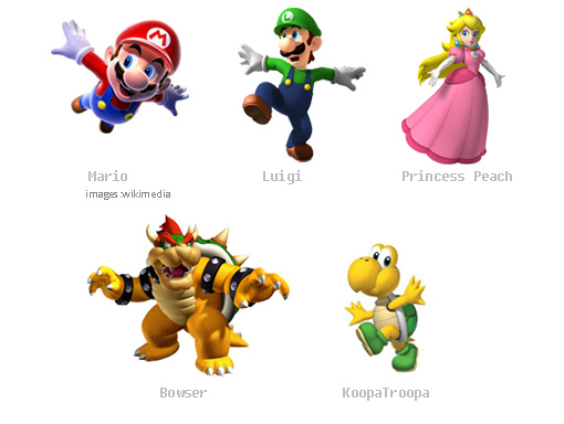 mario bros characters. Super Mario Bros. is a